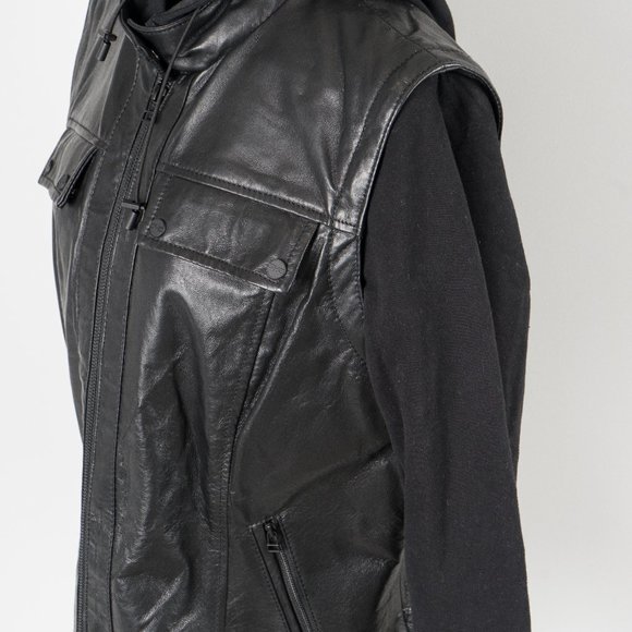 NWOT Danier leather/fabric hoodie jacket - Large - Picture 9 of 10